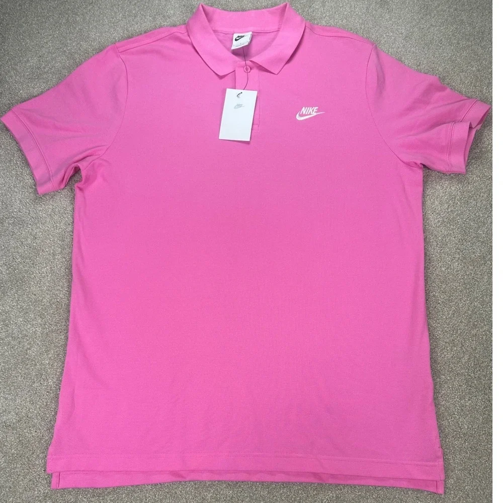 Nike Mens Polo Shirt Pink Cotton Blend Casual Everyday Top Large New‎ Preppy LG